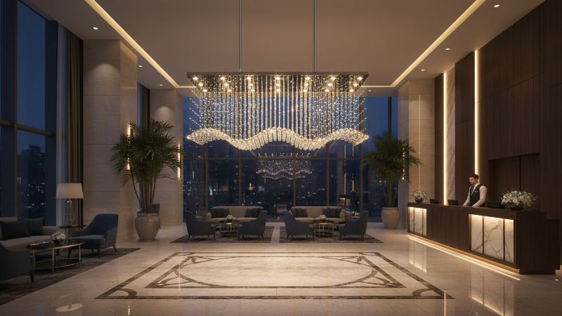 Ứng dụng đèn thả pha lê Wave PL-W20008