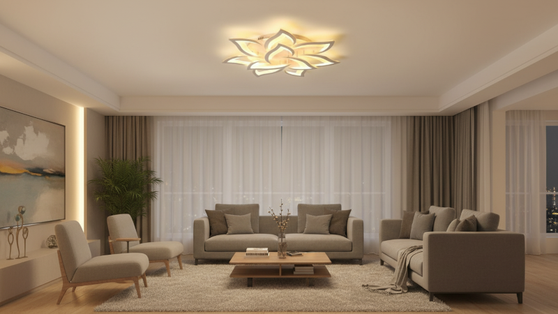 ứng dụng đèn ốp trần trang trí Flower OTF1800-2