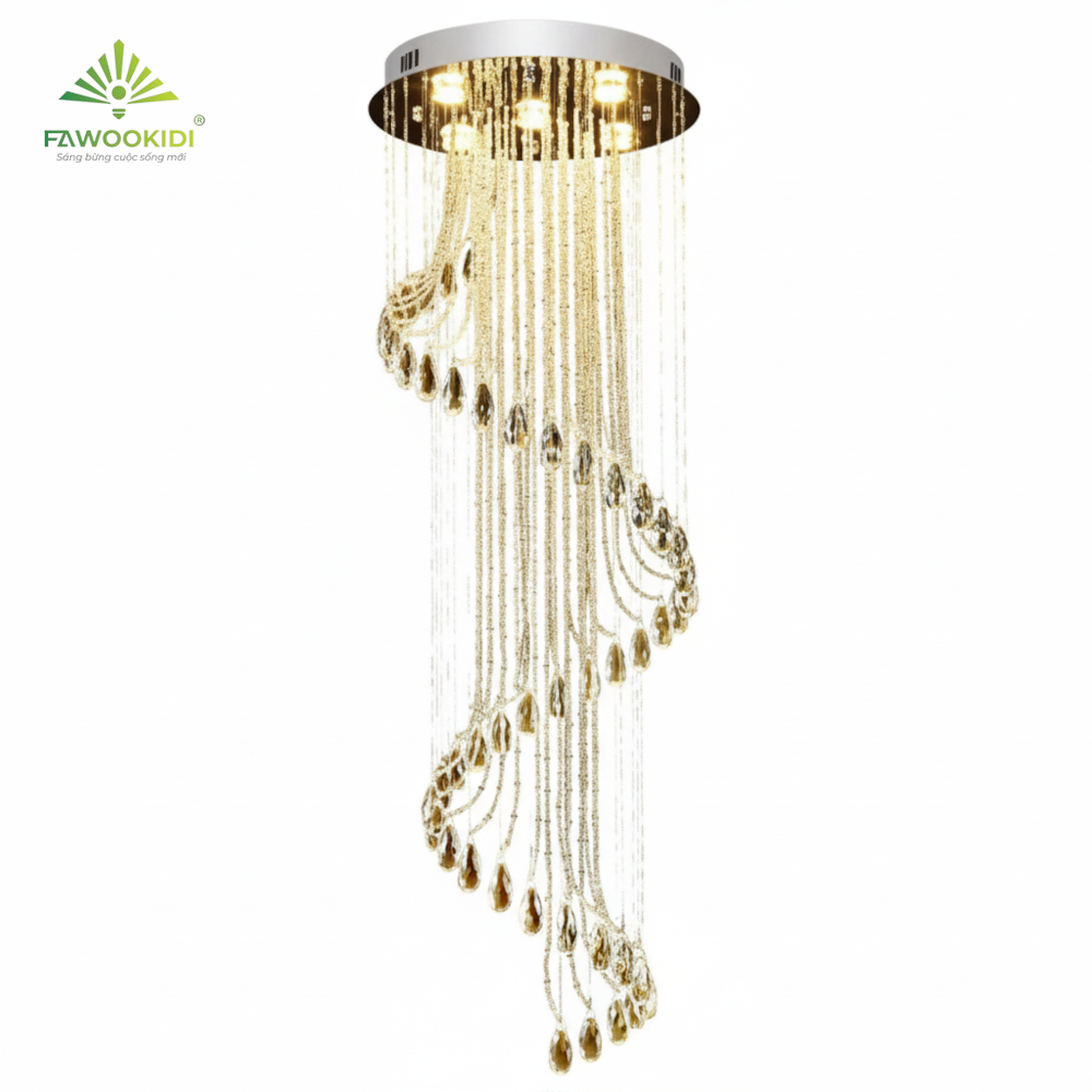 Đèn thả trần pha lê Silk Cable PL- SC60018-Fawookidi