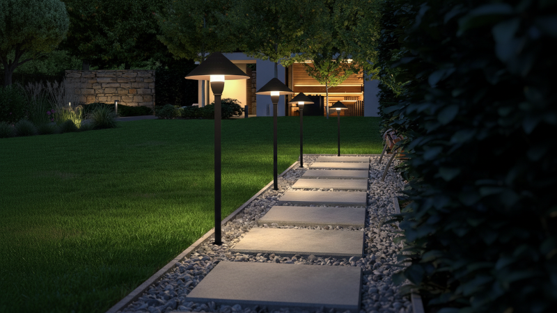 ứng dụng đèn cắm cỏ chụp nón ngoài trời FK-DN26