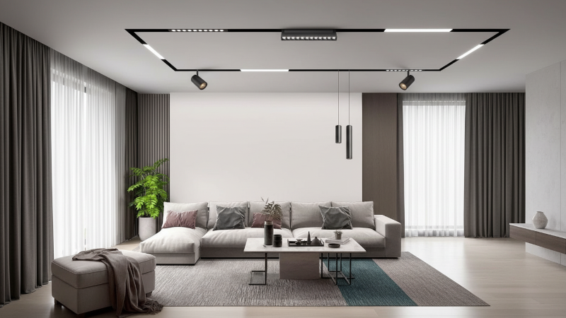 ứng dụng đèn rọi ray nam châm gấp mí FK-RRNC02GM 20W