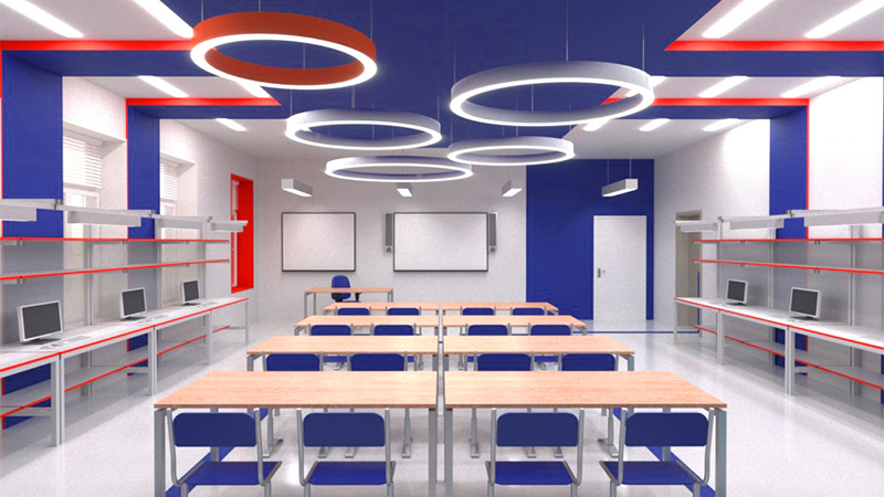 Thiết kế chiếu sáng phòng học bằng đèn thả trần