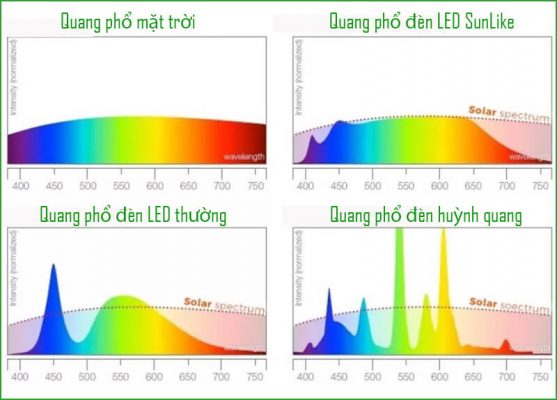 Quang phổ đèn LED SunLike tương tự ánh sáng mặt trời